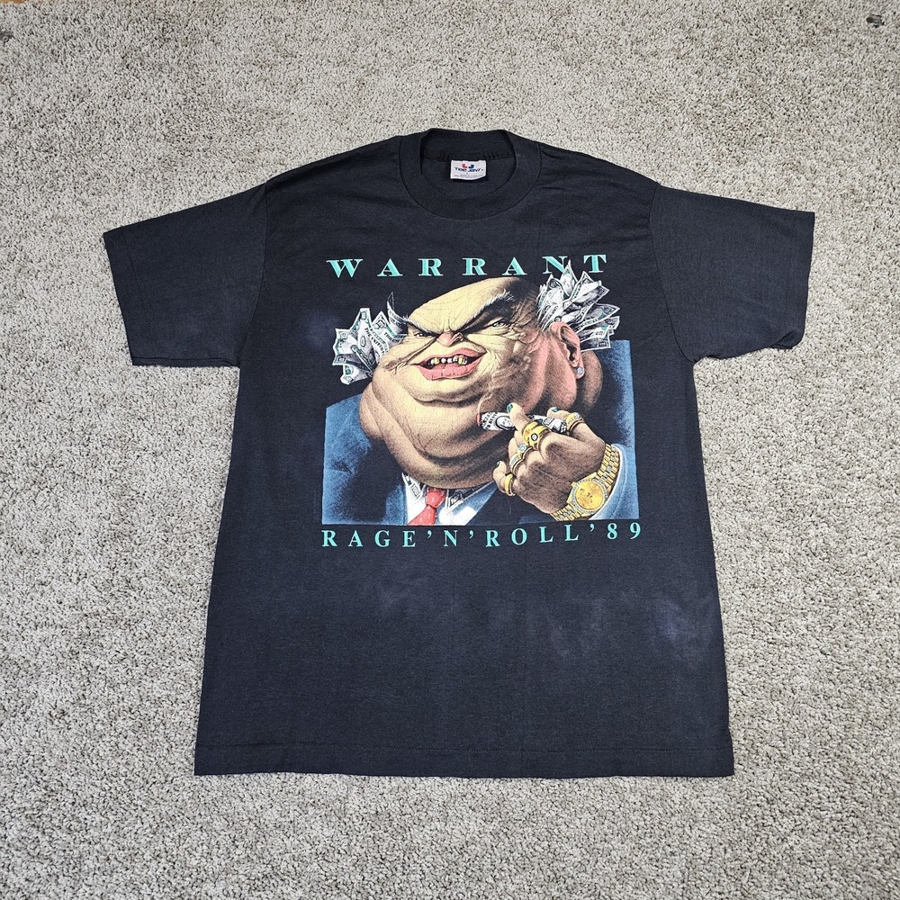 WARRANT 1989 ヴィンテージ バンドTシャツ XL Vtg 1989 Warrant Rage N Roll T-Shirt Size Large Black… - Gem